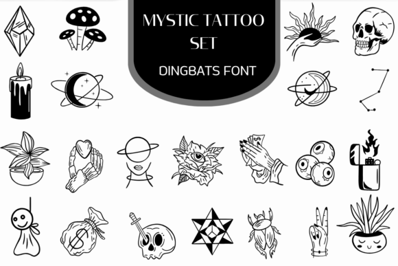 Unlocking Cosmic Charm with the Mystic Tattoo Set Typeface